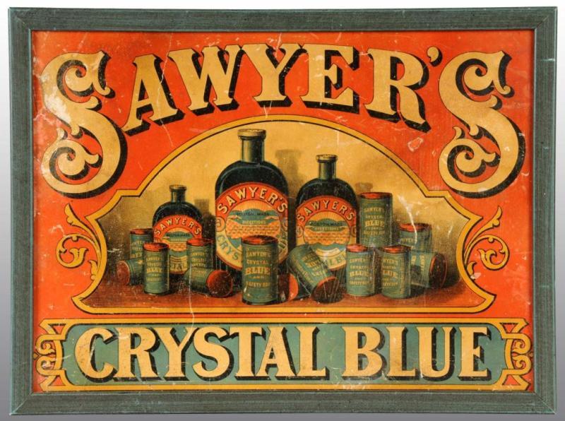 Appraisal: Sawyer's Crystal Blue Sign Description Paper over board Minor restoration