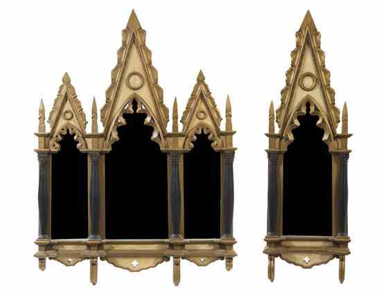 Appraisal: Two Painted Gothic Style Mirrors one having three peaks and