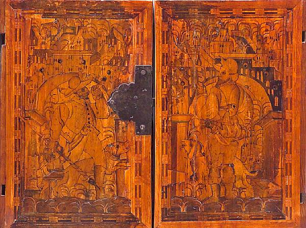 Appraisal: A pair of Baroque marquetry cabinet panels th century Each