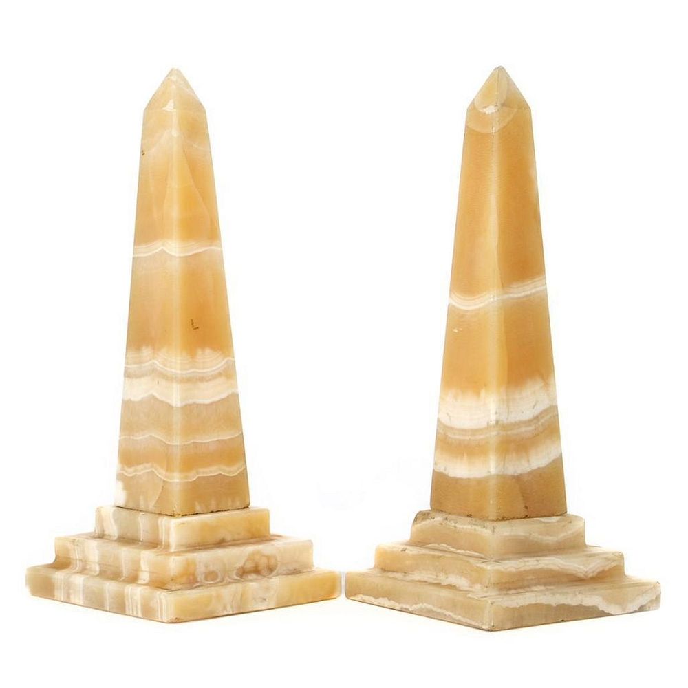 Appraisal: Neoclassical Alabaster Obelisk Rising from a stepped base in cm