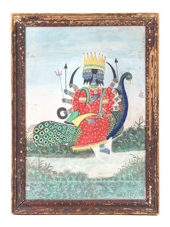 Appraisal: Sale Lot An Indian Watercolor on Paper depicting a Hindu