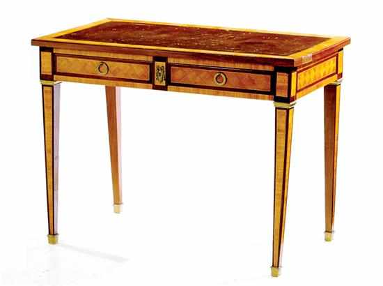 Appraisal: Louis XVI style inlaid mahogany and satinwood bureau plat late