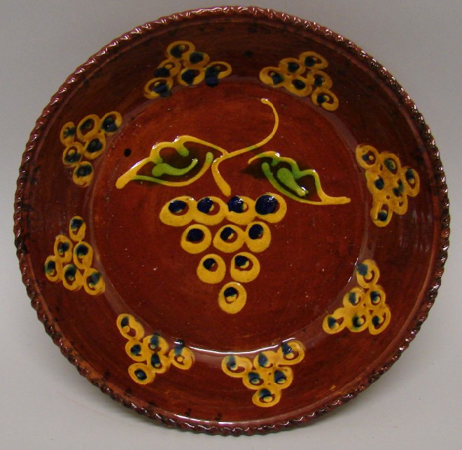 Appraisal: Bowl - Leaf grape style design Coggle rim N FOLTZ