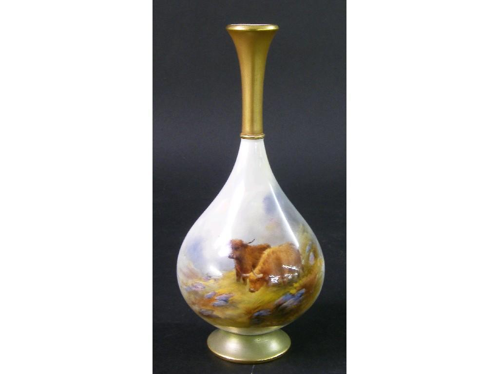 Appraisal: Royal Worcester bottle vase by Harry Stinton with a slender