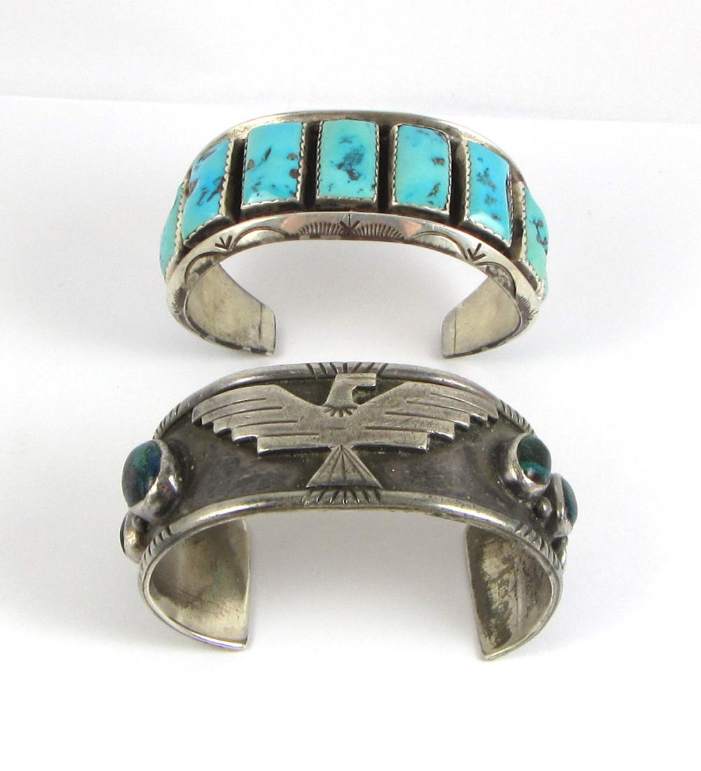 Appraisal: TWO SOUTHWEST NATIVE AMERICAN NAVAJO BRACELETS the first with eleven