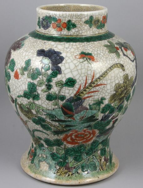 Appraisal: Antique Chinese porcelain hand-decorated bulb-form vase x EST