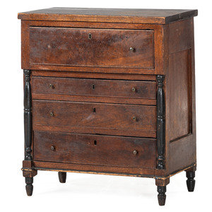 Appraisal: A Late Federal Parcel Ebonized Walnut Diminutive Child's Chest of