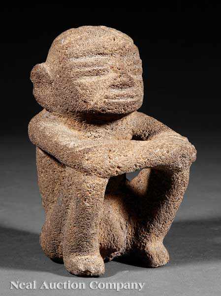 Appraisal: A Pre-Columbian Stone Male Figure c - Costa Rica porous