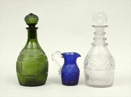 Appraisal: Anglo-Irish Cut Glass Decanter Together with three-mold blown glass decanter