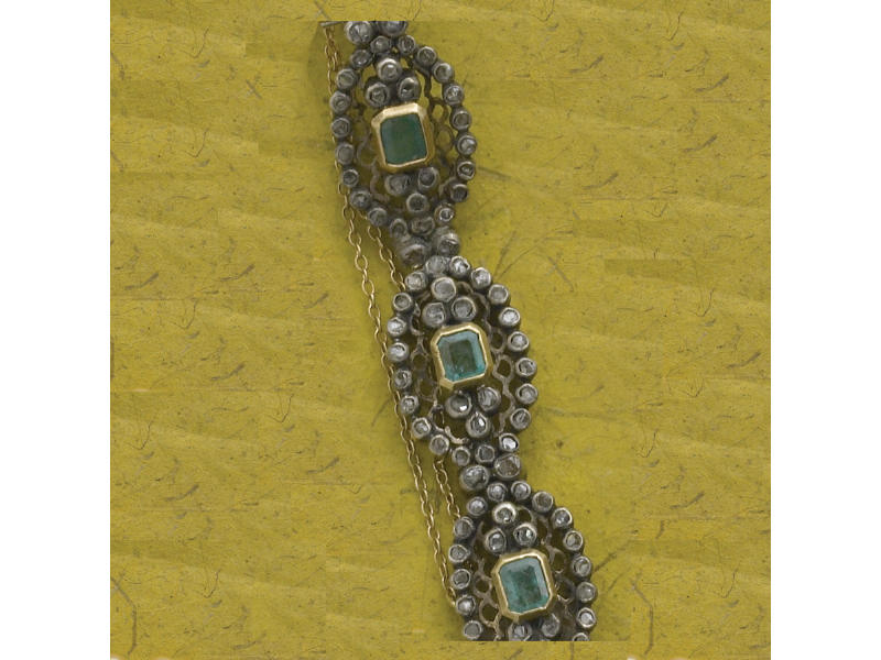 Appraisal: VICTORIAN BRACELET with six emeralds approximately mm X mm and