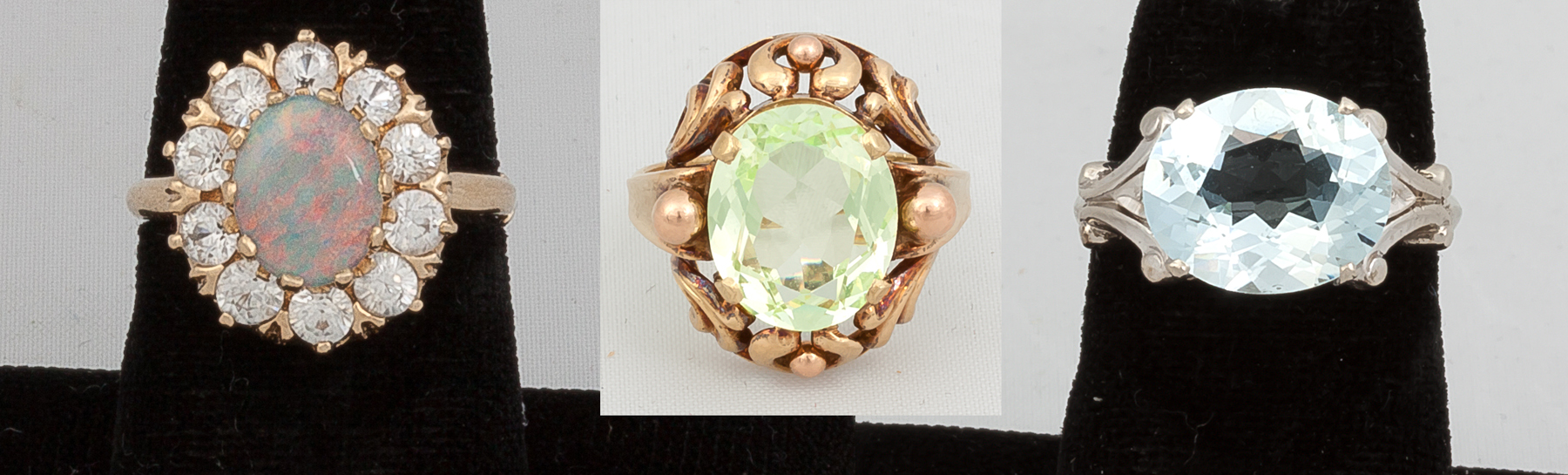 Appraisal: Two K Gold Rings and Tanzinite Ring k Oval Opal