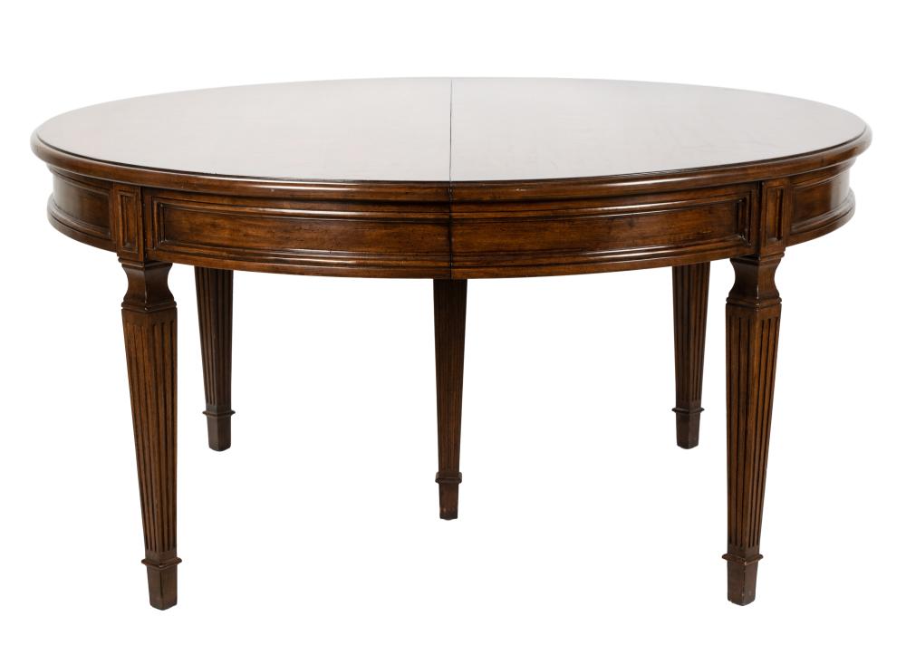 Appraisal: NEOCLASSIC-STYLE WALNUT DINING TABLE th century the closed top round