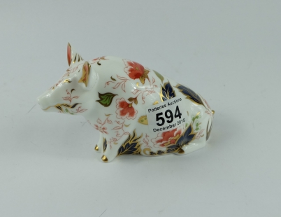 Appraisal: Royal Crown Derby Sitting Pig with gold stopper