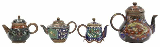 Appraisal: lot of Diminutive Japanese cloisonne teapots comprising having pear-shaped body