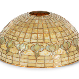 Appraisal: A Tiffany Studios 'Pomegranate' Shade Circa leaded glass gilt-bronze shade