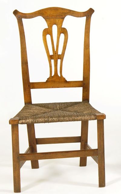 Appraisal: ANTIQUE AMERICAN CHIPPENDALE RUSH-SEAT SIDE CHAIR South Coastal New England