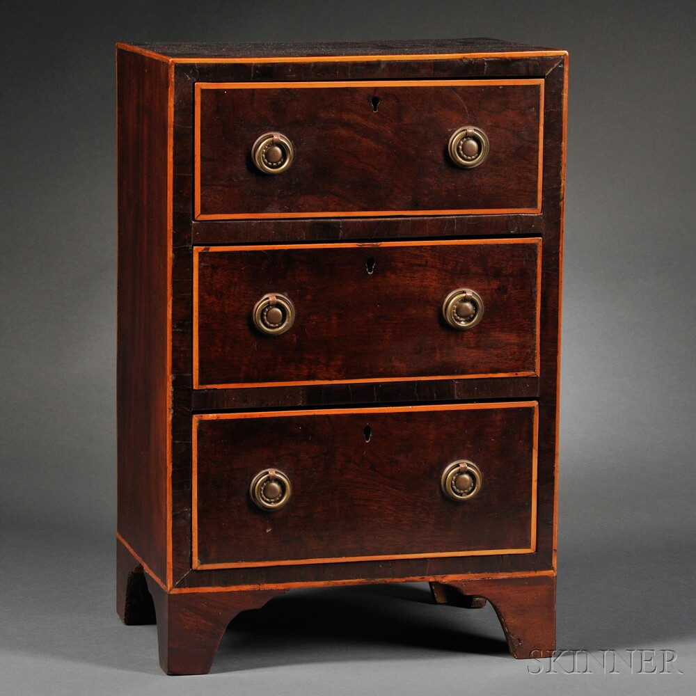 Appraisal: George III Miniature Mahogany-veneer Chest of Drawers England late th