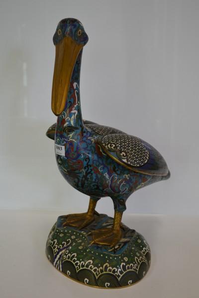 Appraisal: AN IMPRESSIVE CLOISONNE PELICAN MINOR LOSS TO BACK OF NECK