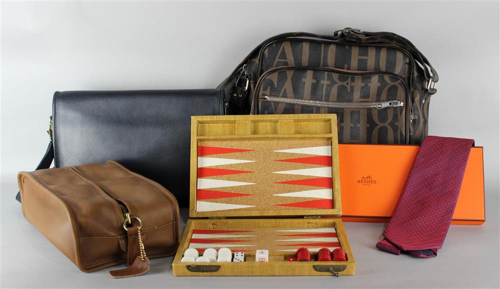 Appraisal: COACH LEATHER DOP KIT boxed together with an Hermes tie