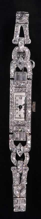 Appraisal: ART DECO PLATINUM AND DIAMOND LADY'S WRISTWATCH