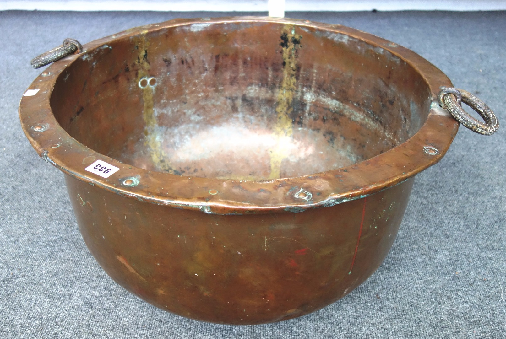 Appraisal: A th century copper cooper with loop handles cm wide