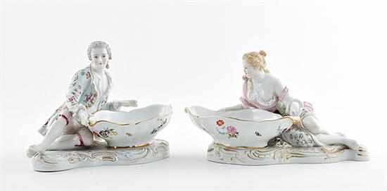 Appraisal: Pair German figural porcelain sweetmeats late th century in the