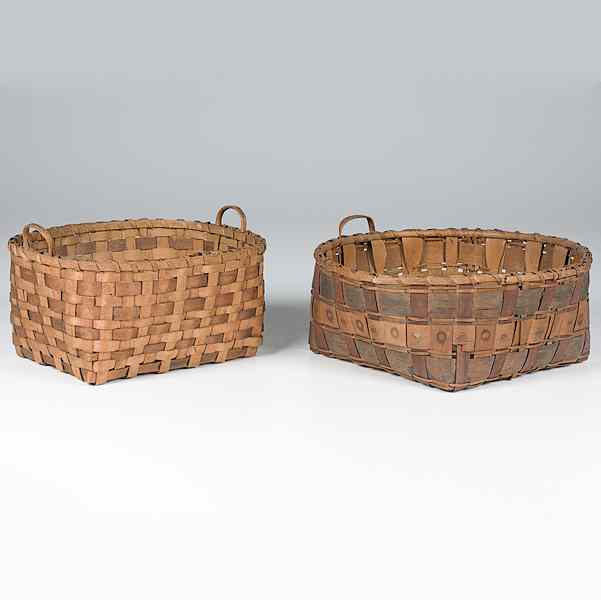 Appraisal: Eastern Woodland Potato-Stamped Basket lot of includes one with blue