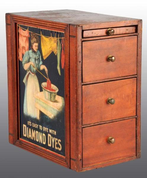 Appraisal: Diamond Dye Cabinet with Laundry Woman Description Dated Has cardboard