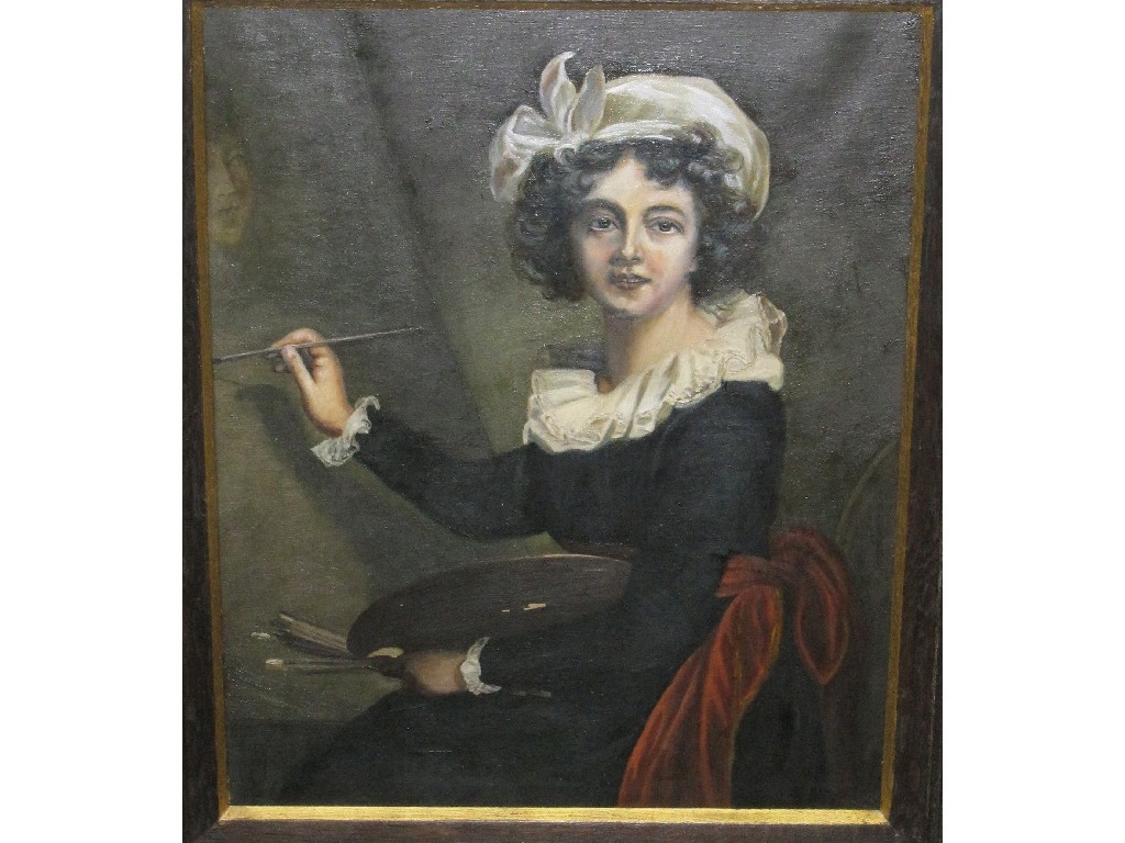 Appraisal: Oil on canvas 'Lady Artist' unsigned