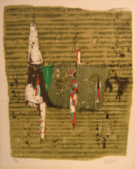 Appraisal: JOHNNY FRIEDLAENDER FRENCH GERMAN - Abstract composition color etching pencil