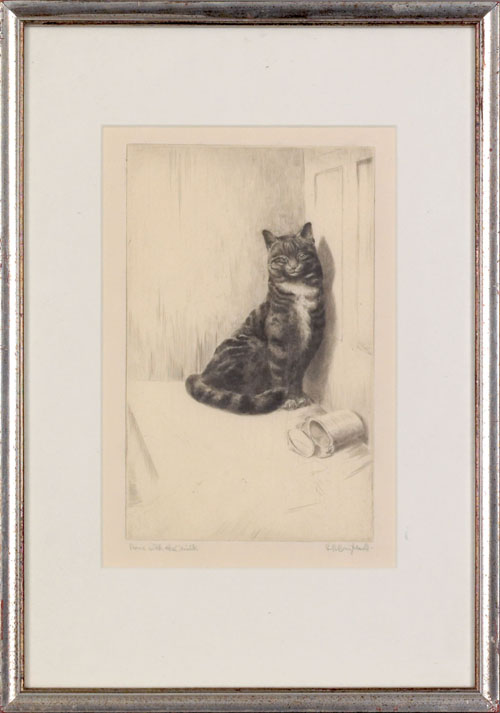 Appraisal: Leonard Robert Brightwell British b engraving of a cat titled