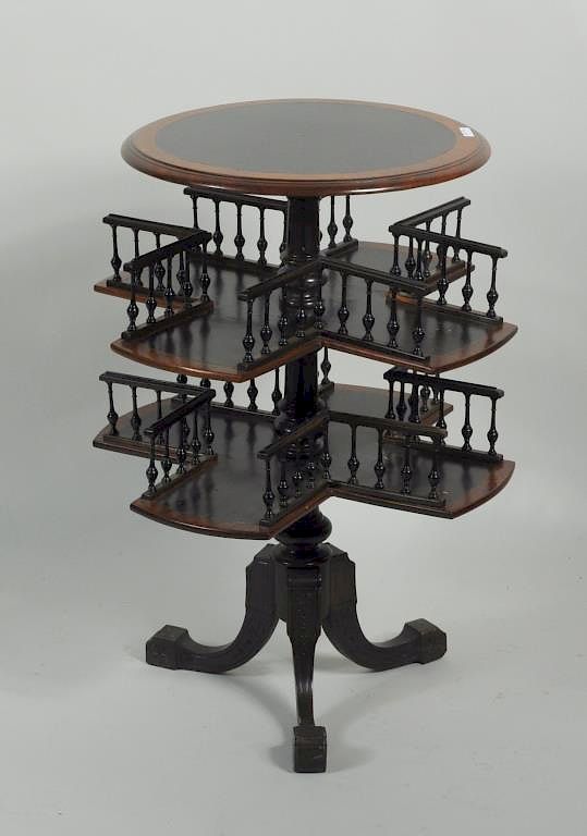 Appraisal: Victorian Revolving Bookstand With Circular Top Victorian revolving bookstand with