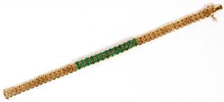 Appraisal: EMERALD AND KT YELLOW GOLD BRACELET TW GR L emeralds