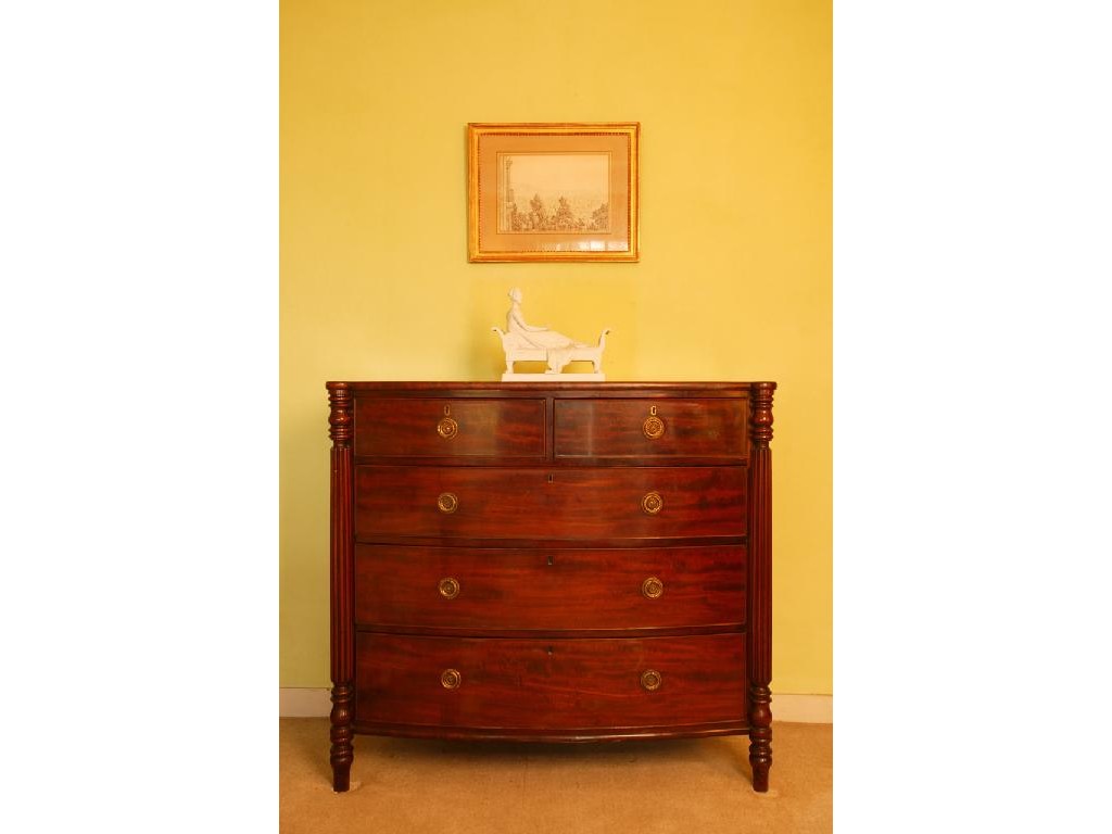 Appraisal: A REGENCY MAHOGANY BOW FRONT CHEST OF DRAWERS in the