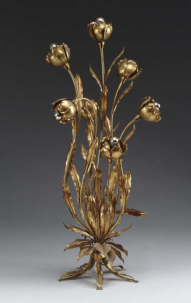 Appraisal: UNUSUAL FLOWER FORM SEVEN LIGHT FLOOR LAMP Each flower with