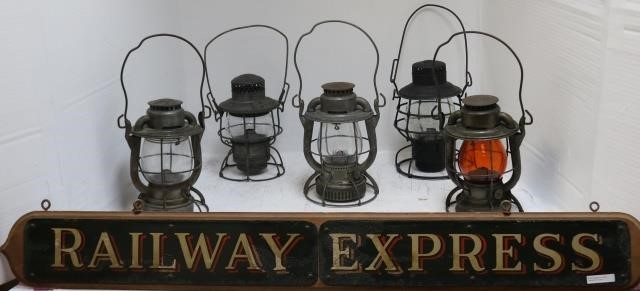 Appraisal: LOT OF RAILROAD ITEMS TO INCLUDE PAINTED METAL RAILWAY EXPRESS