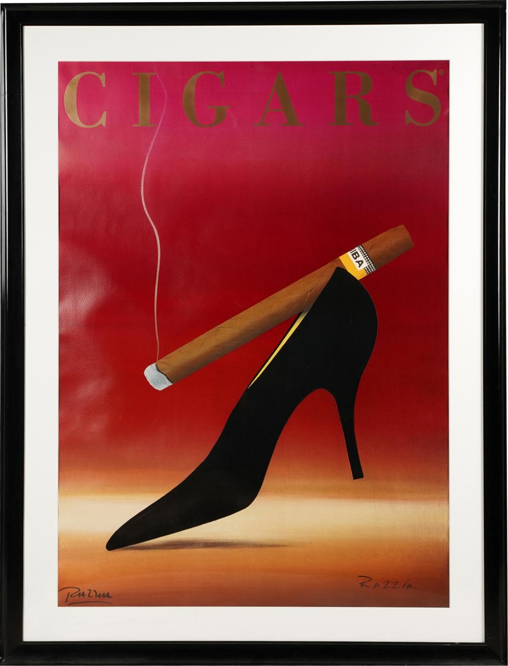 Appraisal: CIGAR POSTERdigital print signed Razzia in printing Provenance The Estate