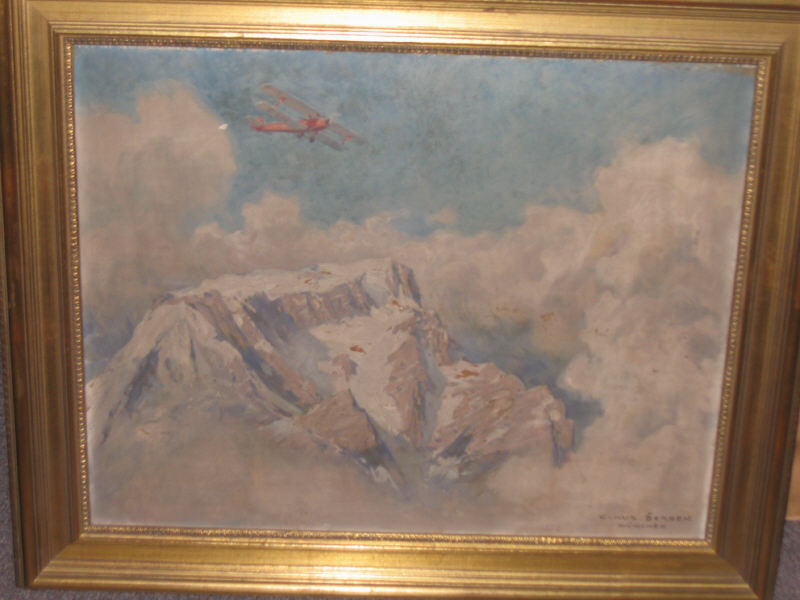 Appraisal: CLAUS BERGEN GERMAN - Mountain landscape with biplane flown by