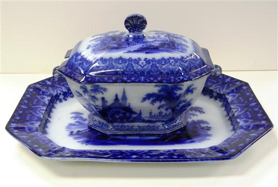 Appraisal: Flow blue T J J Mayer ''Arabesque'' platter '' l