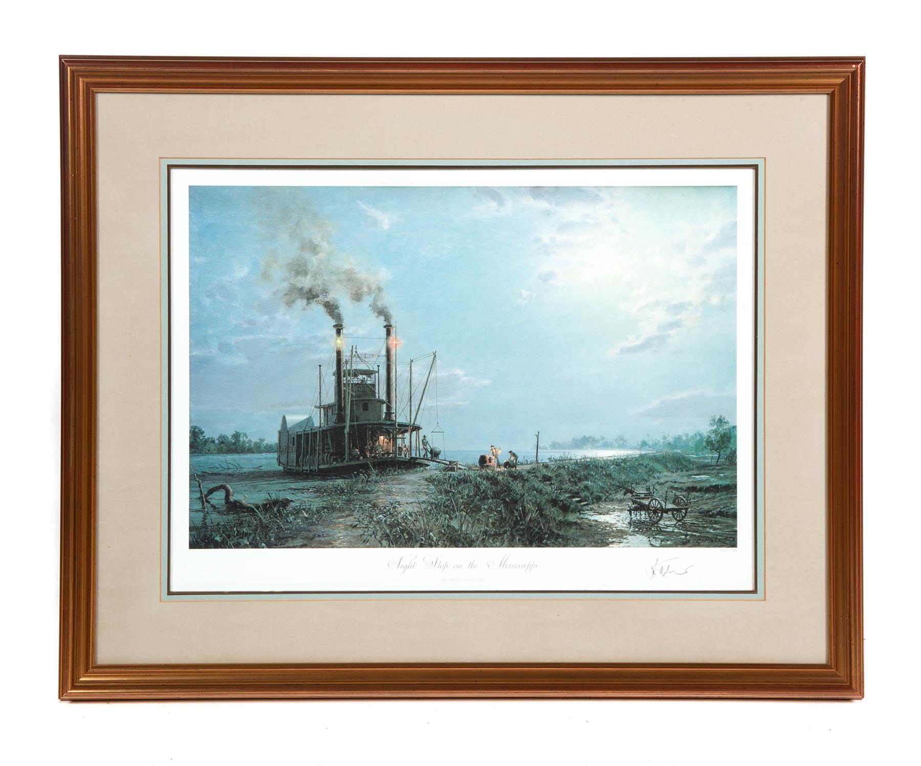 Appraisal: JOHN STOBART PRINT NIGHT STOP ON THE MISSISSIPPI American dated