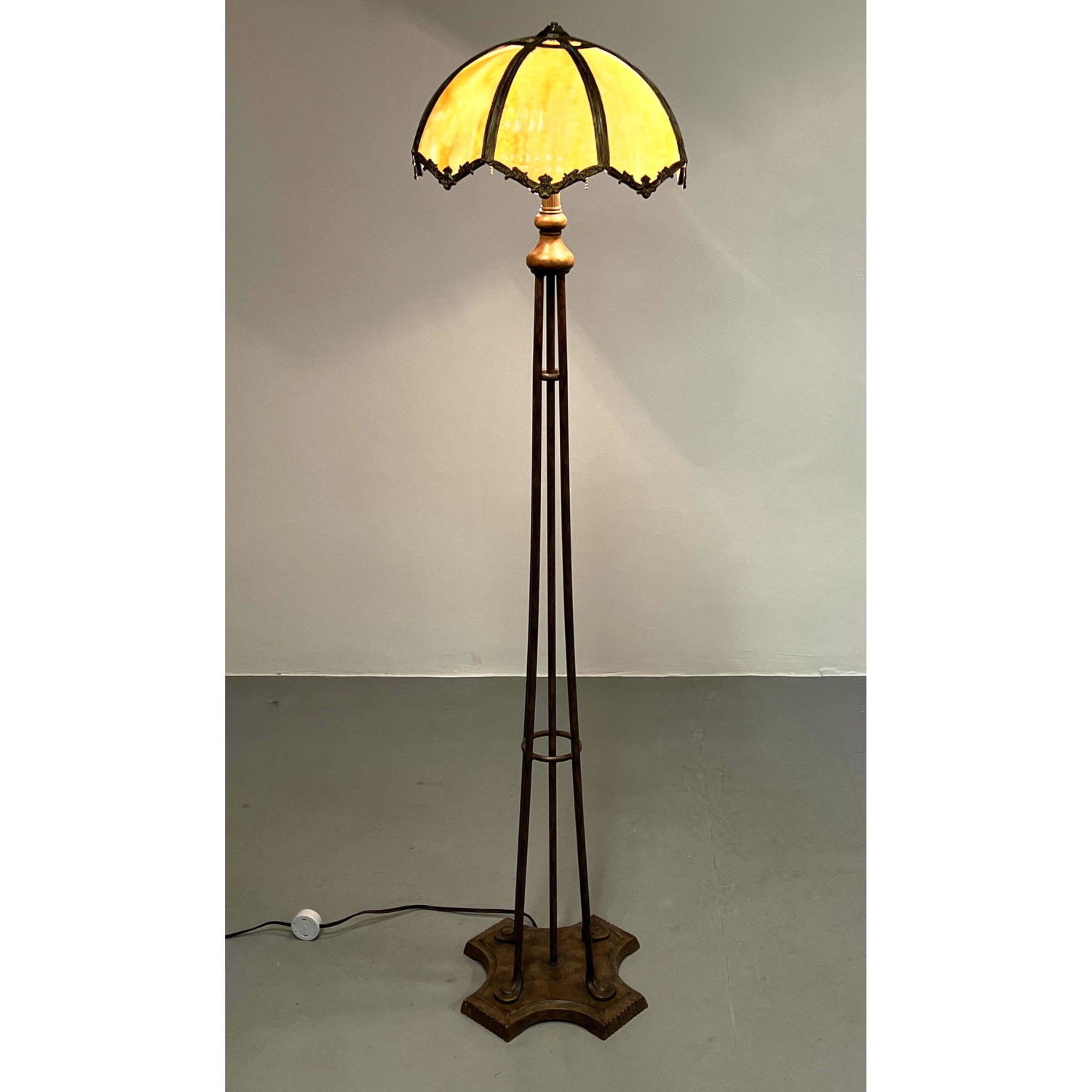 Appraisal: Stained Glass Shade Floor Lamp Metal framed shade Dimensions H