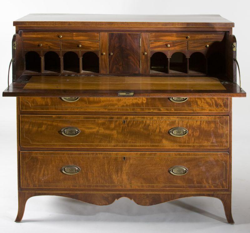 Appraisal: Mid-Atlantic Butler's Chest early th c figured mahogany veneers with