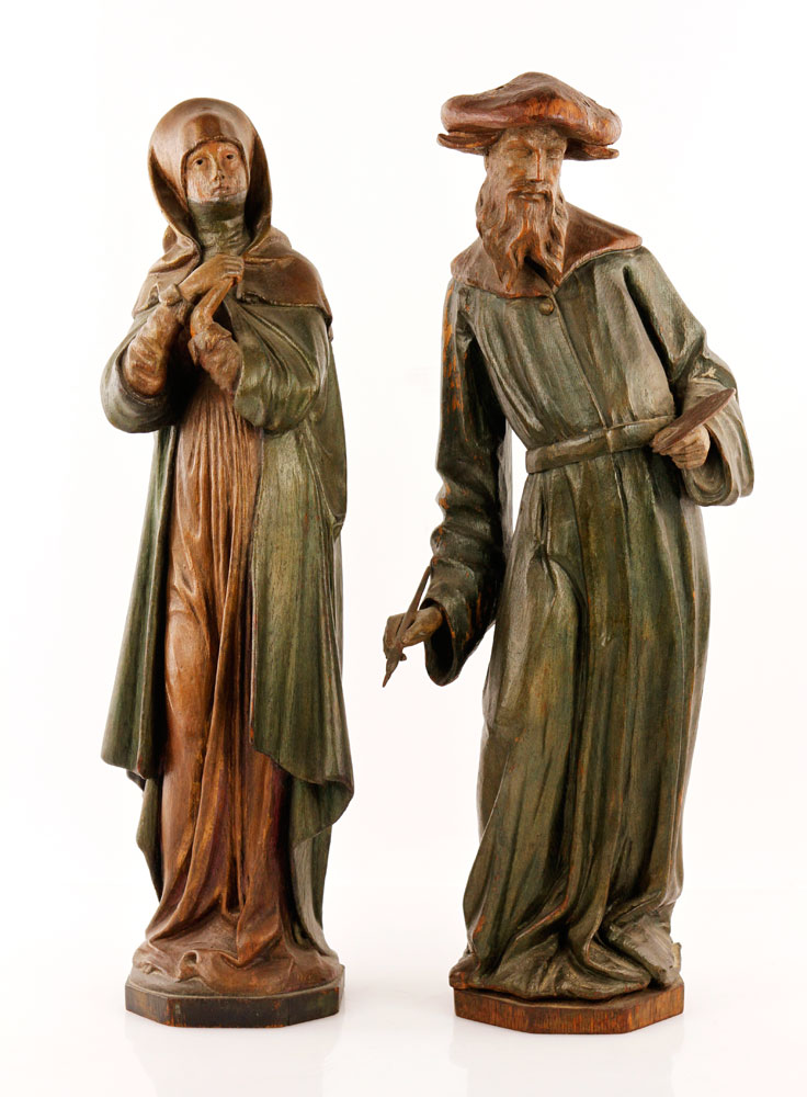 Appraisal: - th C Carved Wood Figures Lot of two th