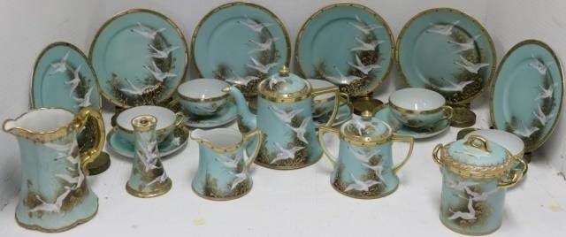 Appraisal: PC NIPPON DESSERT SET WITH GILT AND ENAMEL FLYING CRANES