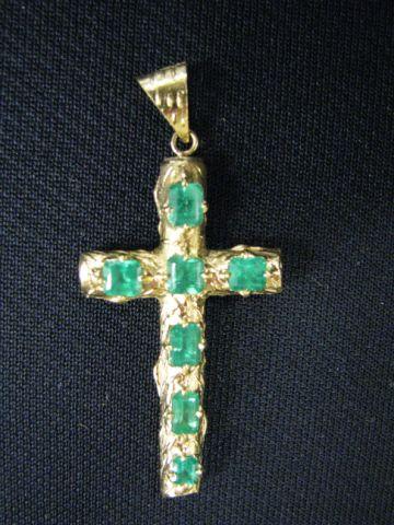 Appraisal: Emerald Cross Pendant nine very fine Columbian rectangular gems in