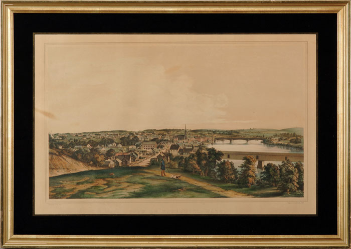 Appraisal: VIEW OF HAVERHILL MASS Handcolored lithograph Gustavus Pfau delineator published