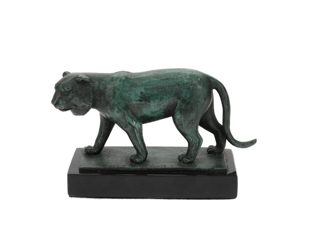 Appraisal: Sergio Bustamante b Mexican Standing lion Patinated bronze on marble