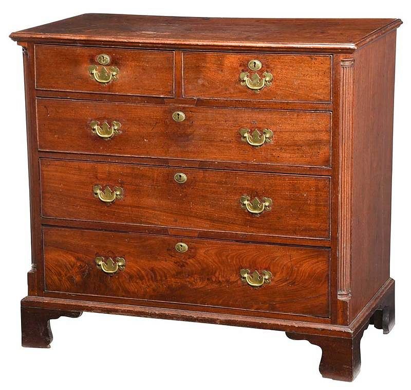 Appraisal: George II Figured Walnut Chest of Drawers British th century