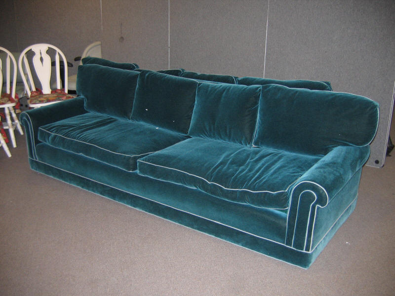 Appraisal: GREEN VELVET CUSTOM DESIGNED SOFA traditional style with two seat