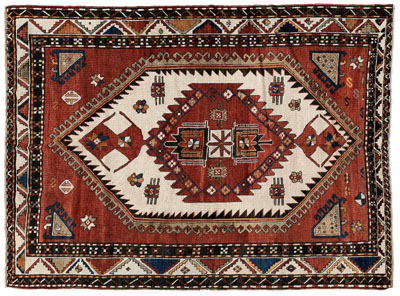 Appraisal: Caucasian rug central medallion with large serrated diamond with pendants